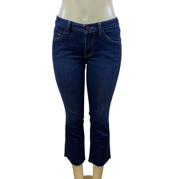 Jag Womens Dark Wash Cropped Bootcut Jeans Mid Rise Raw Sz 6P - Picture 1 of 11